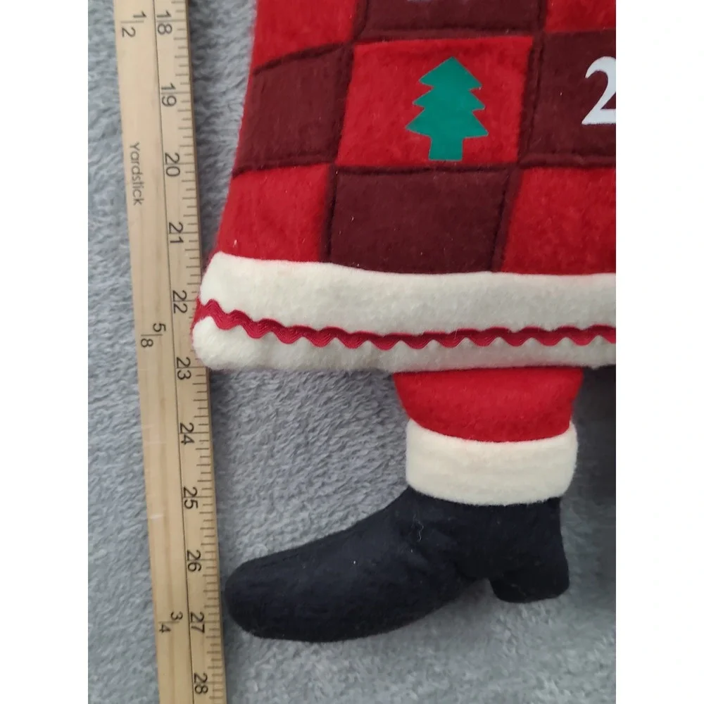 Santa Advent Calendar Wall‎ Hanging Red Plaid Christmas Holiday Decor